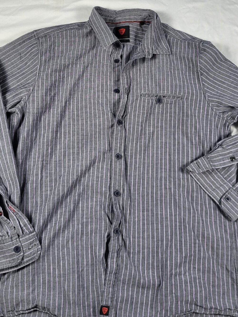 Strellson Shirt Men's XL Gray Striped Coby-W Long Sleeve Button Down Preppy